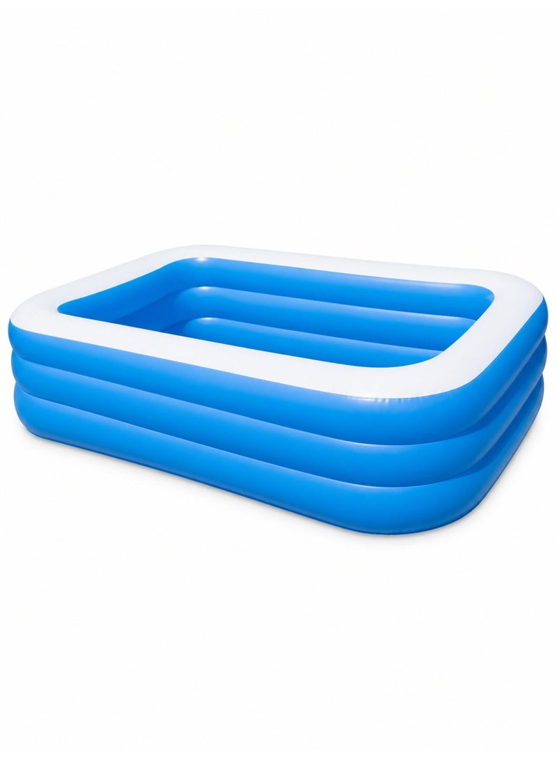 260cm Large Inflatable Swimming Pool with Pump, Thickened PVC Family Pool for Kids and Adults, Safe Non-Toxic, Easy to Set Up, Outdoor Backyard Summer Water Fun - Image 4