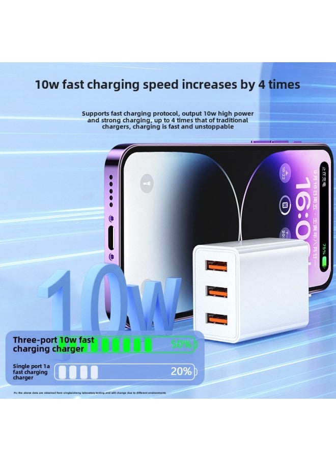 Generic - 3C Certified 10W Fast Charging Three-Port Charger Applicable To Android Apple Mobile Phone Charging Head Multi-interface USB Medium-Color:15W Single Port Charger  Bare Metal - Image 1
