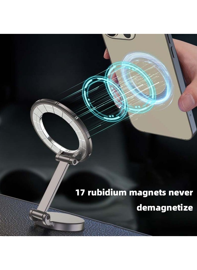 San Yi - Car mobile phone holder for car folding magnetic car instrument panel special navigation support frame, 810 degree multi-angle adjustment, suitable for most mobile phones.(Grey) - Image 1