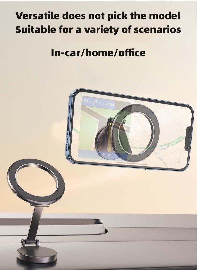 San Yi - Car mobile phone holder for car folding magnetic car instrument panel special navigation support frame, 810 degree multi-angle adjustment, suitable for most mobile phones.(Grey) - Image 1