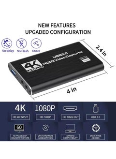 4K Video Capture Card, USB 3.0 1080P 60fps HDMI Audio Video Capture Device, Full HD 1080P for Game Recording, Live Streaming Broadcasting - pzsku/ZE4D65A8E426196D17F55Z/45/_/1734441679/b4849373-0603-48f6-aef9-91576e930ab2