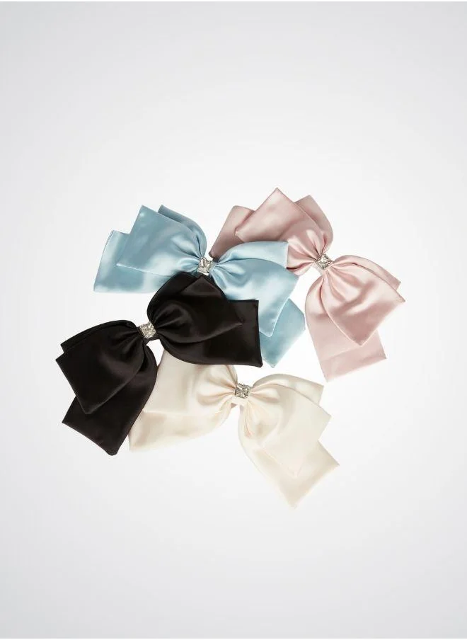 DAZED&ENGAGED Emellished satin bow hair clip