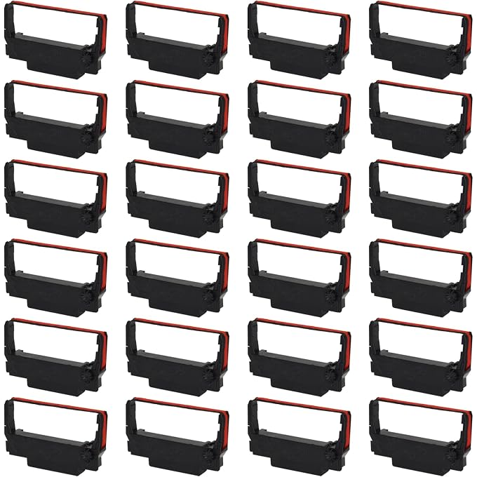 LinkDocs ERC30 Replacement for ERC-30/34/38 B/R Ribbons Compatible with TM-U220 M188B ERC30 ERC34 ERC38 NK506 Printer (Black and Red, 24-Pack)
