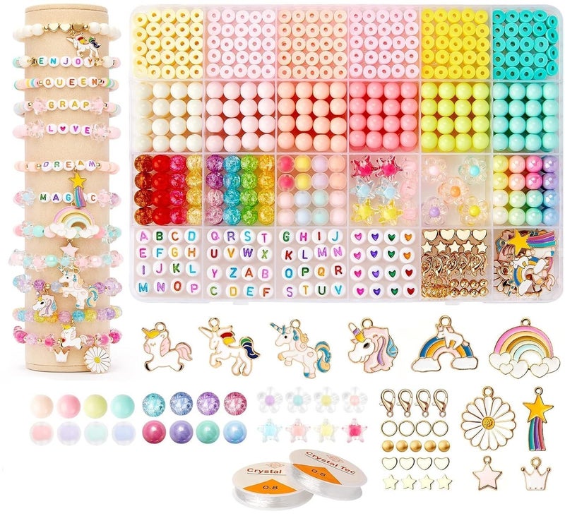 RAMPKD Clay Beads for Jewelry Making DIY Bracelet Kit for Kids Handmade Heishi Beads Set for Bracelets Necklaces and Earrings 6x4 Moti DesignDESIGN10 - Image 1