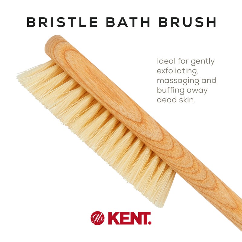 Kent FD5 Beechwood Wood Long Handle Shower Bath Body Brush. for Skin Exfoliate and Massage. 100% Boar Bristles. Best Back Body, Foot and Leg Scrubber Brushing for Wet and Dry Body. Made in England - Image 3