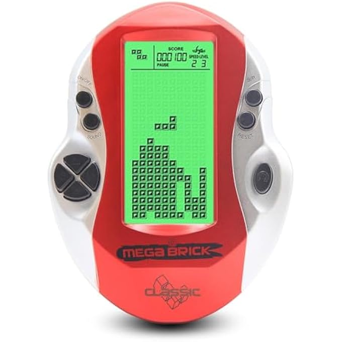 GAME CONSOLE BLOCK ADJUSTABLE GREEN BACKLIGHT 26 BRICK GAMES ELECTRONIC GAME FOR CHILDREN RETRO PORTABLE DAGIOCO MACHINE TOYS GIFTS FOR KIDS/FESTIVALS (RED) - Image 1