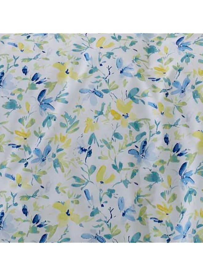 LAURA ASHLEY Comforter Soft Reversible Bedding Set Includes Matching Bonus Euro Shams And Throw Pillows Queen Nora Blue Yellow Green White - Image 4