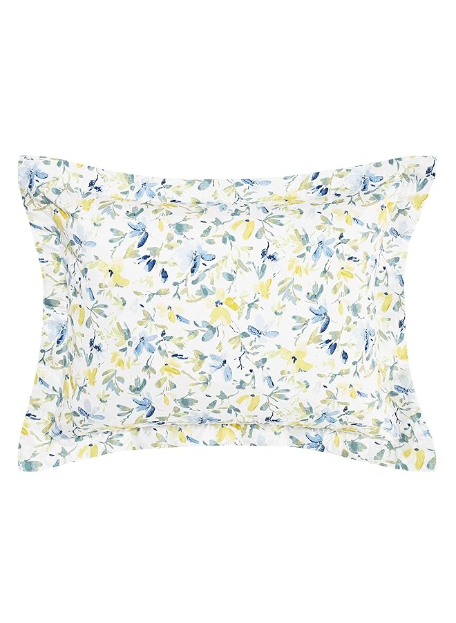 LAURA ASHLEY Comforter Soft Reversible Bedding Set Includes Matching Bonus Euro Shams And Throw Pillows Queen Nora Blue Yellow Green White - Image 5