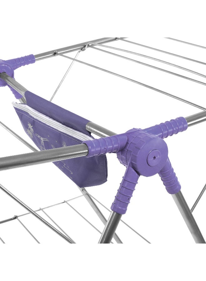 Royalford RF7137 Large Folding Clothes Dry Stand - 110X55 Cm - Drying Space Laundry Washing |Durable Metal Drying Rack | Multifunctional Air Dryer Ideal for Indoor and Outdoor | Easy Store 2 Folding Winged Clothes Dryer Assorted Colour - Image 4