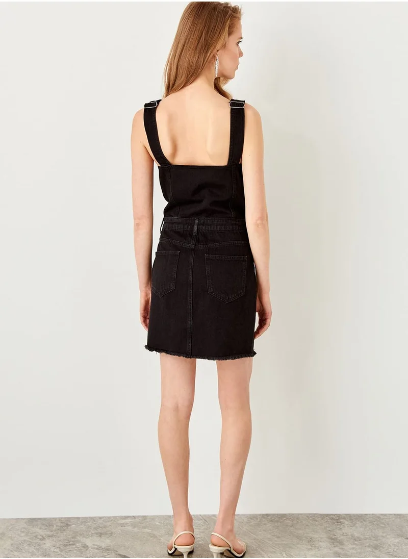 trendyol Front Button Pinafore Denim Dress
