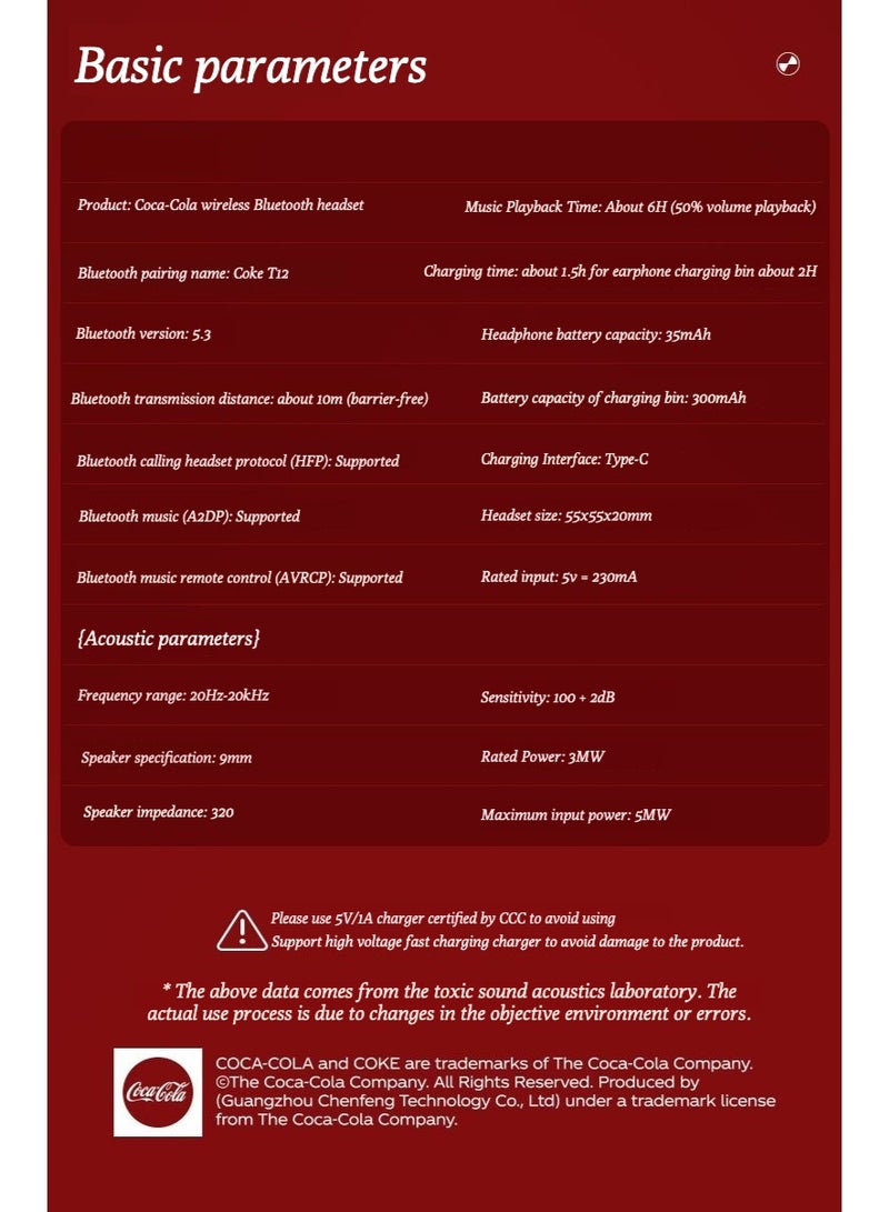 كوكا كولا دونت T12 بلوتوث سماعات الرأس هي غير مؤلمة ومريحة في الأذن الأذن التي يمكن ارتداؤها لفترات طويلة - Image 4