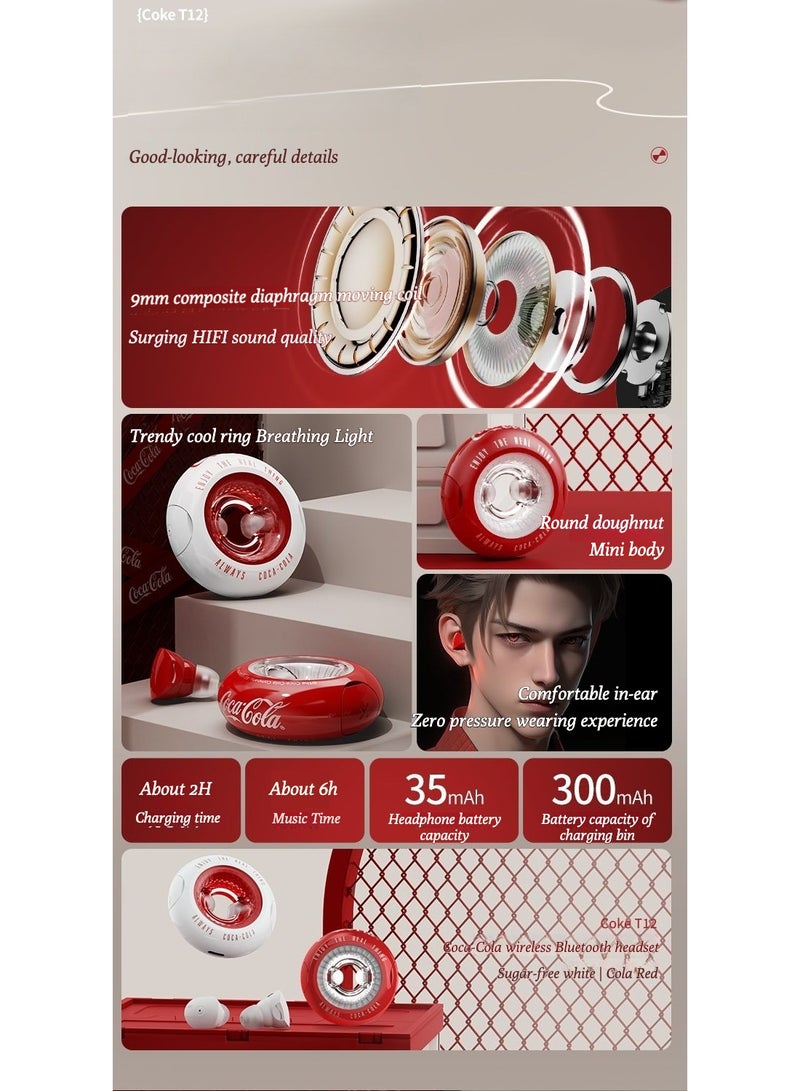 كوكا كولا دونت T12 بلوتوث سماعات الرأس هي غير مؤلمة ومريحة في الأذن الأذن التي يمكن ارتداؤها لفترات طويلة - Image 5