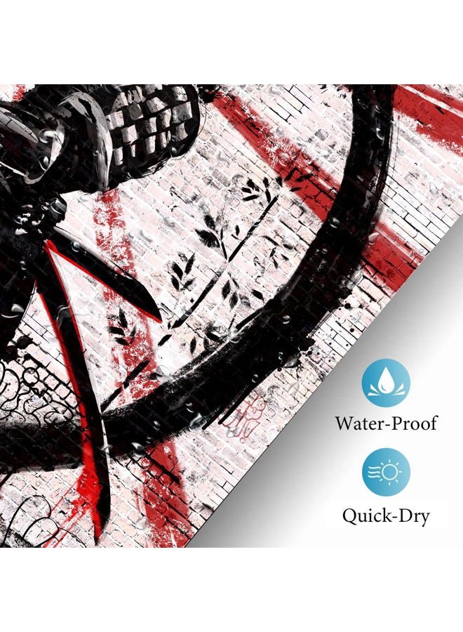 iTapnoom Japanese Samurai Anime Shower Curtain Set, Cool Anime Red and Black Sun Moon Art Decor Fabric Shower Curtains Sets for Men Bathroom Asian Japan Male Bath Accessories with Hooks 72 X 72 inch - Image 5