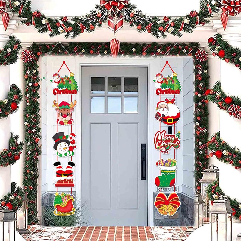 MANGO Christmas Banner Paper Hanging Xmas Banners Christmas Paper Hanging Decorations for Door Winter Xmas Santa Ornament Door Decor Porch Sign for Home Indoor Yard Party Office Decor - Image 1