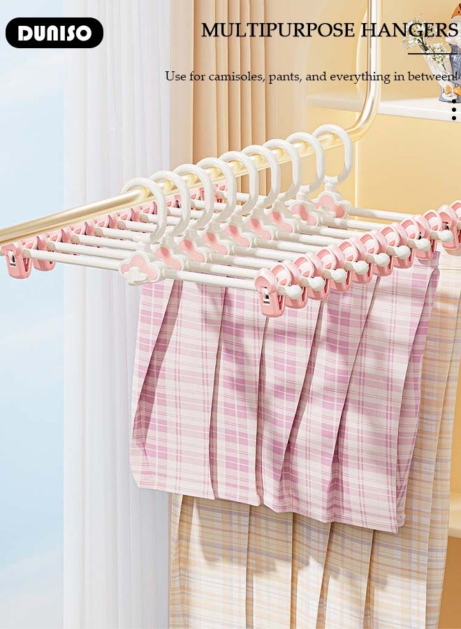 DUNISO 10 Pack Baby Pants Hangers with Clips, 30cm Plastic Skirt Hangers with Adjustable Non-Slip Clips, 360-Rotating Clothes Hanger for Space-Saving, Stackable Closet Organizing  for Pants, Skirts, Jeans, Slacks  - Image 3