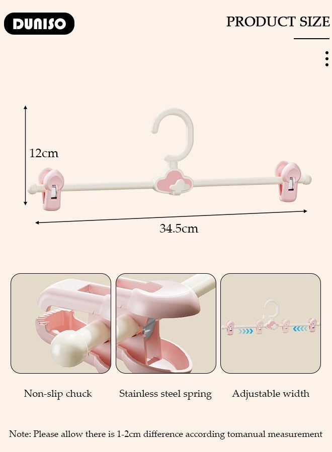 DUNISO 10 Pack Baby Pants Hangers with Clips, 30cm Plastic Skirt Hangers with Adjustable Non-Slip Clips, 360-Rotating Clothes Hanger for Space-Saving, Stackable Closet Organizing  for Pants, Skirts, Jeans, Slacks  - Image 4