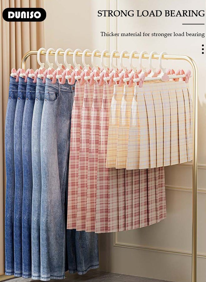 DUNISO 10 Pack Baby Pants Hangers with Clips, 30cm Plastic Skirt Hangers with Adjustable Non-Slip Clips, 360-Rotating Clothes Hanger for Space-Saving, Stackable Closet Organizing  for Pants, Skirts, Jeans, Slacks  - Image 2