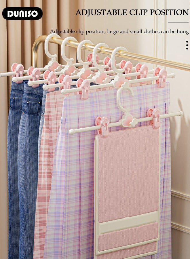 DUNISO 10 Pack Baby Pants Hangers with Clips, 30cm Plastic Skirt Hangers with Adjustable Non-Slip Clips, 360-Rotating Clothes Hanger for Space-Saving, Stackable Closet Organizing  for Pants, Skirts, Jeans, Slacks  - Image 5