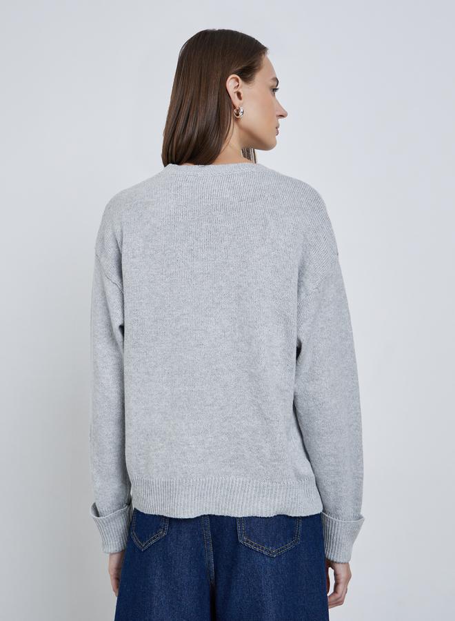 ستايلي سويتر بياقة دائرية بقصة عادية - Image 4