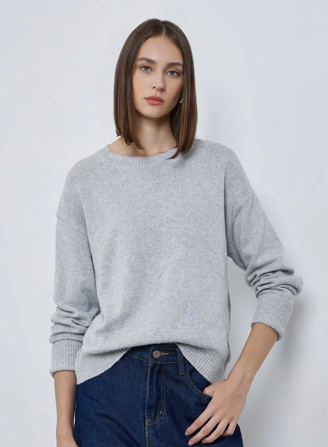 Styli Grey Regular Fit Round Neck Sweater