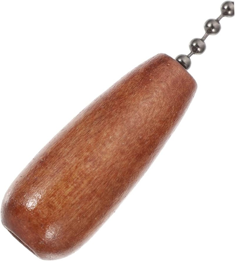 5 قطع من سلسلة سحب مروحة السقف الخرزية الخشبية الطبيعية للمصابيح والثريات - Image 4