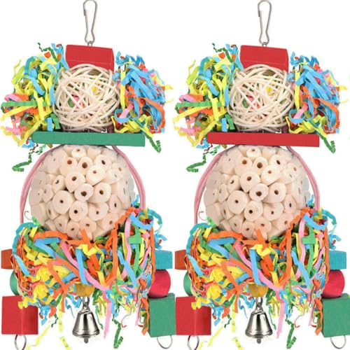 BBjinronjy Bird Toys2PCS Hanging Natural Soft Sola Ball Beak Chew Shred Forage Toys for ParrotsCockatielConureLove BirdsParakeetsBudgie and Other Small Birds - Image 1