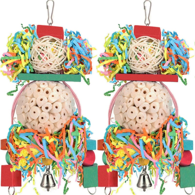 BBjinronjy Bird Toys2PCS Hanging Natural Soft Sola Ball Beak Chew Shred Forage Toys for ParrotsCockatielConureLove BirdsParakeetsBudgie and Other Small Birds - Image 2