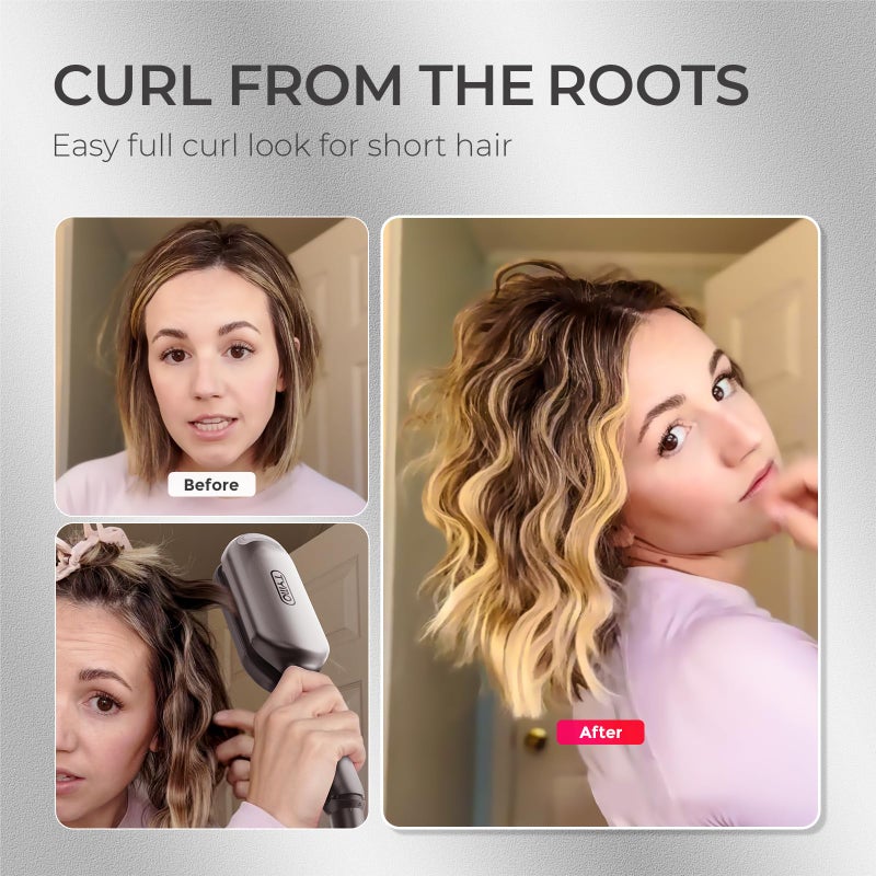 TYMO Curling Iron Hair Crimper Waver - TYMO ROVY Beach Waves Curling Wand, Ionic Deep Waver Hair Curler Tool with Ceramic 3 Barrel for Women, Dual Voltage, Anti-Scald, Easy to Use, Grey, 1.25 Inch - Image 5