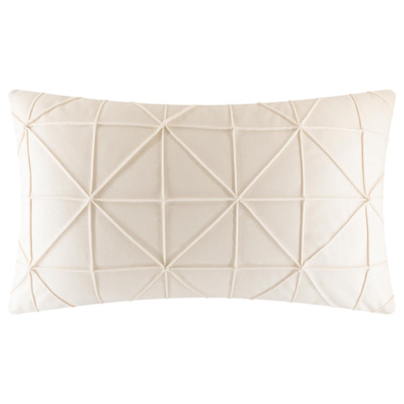 JWH Velvet Throw Pillow Cover Decorative Geometric Pillow Case Soft Pillowcase Plush Cushion for Bed Couch Bedroom Car Creamy White 14x24 Inch - Image 1