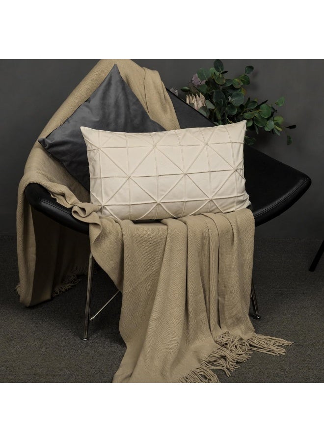 JWH Velvet Throw Pillow Cover Decorative Geometric Pillow Case Soft Pillowcase Plush Cushion for Bed Couch Bedroom Car Creamy White 14x24 Inch - Image 5