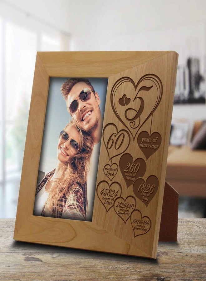 BELLA BUSTA- 5 Years Anniversary- 5th Wedding Anniversary- Engraved Real Wood Picture Frame (5 x 7 Vertical) - Image 2