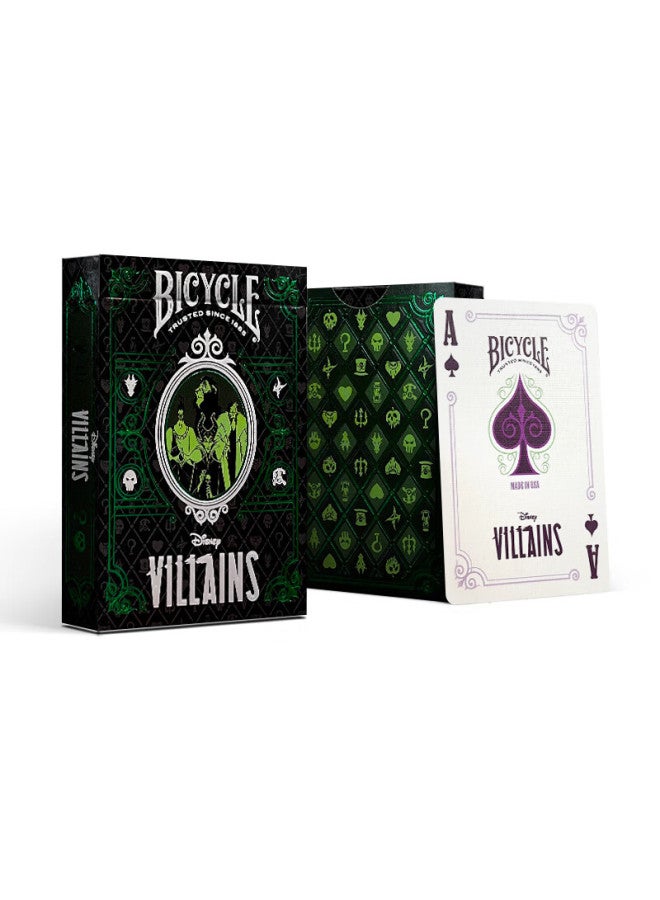 Bicycle Playing Cards, Disney Villains Series Commemorative Collection Cards, Villains (Green) 1 Deck - Image 1