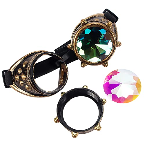 Lelinta Kaleidoscope Goggles Steampunk Goggles Glasses Halloween Costume Accessories for Cosplay Party - Image 3
