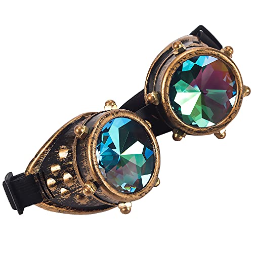 Lelinta Kaleidoscope Goggles Steampunk Goggles Glasses Halloween Costume Accessories for Cosplay Party - Image 2