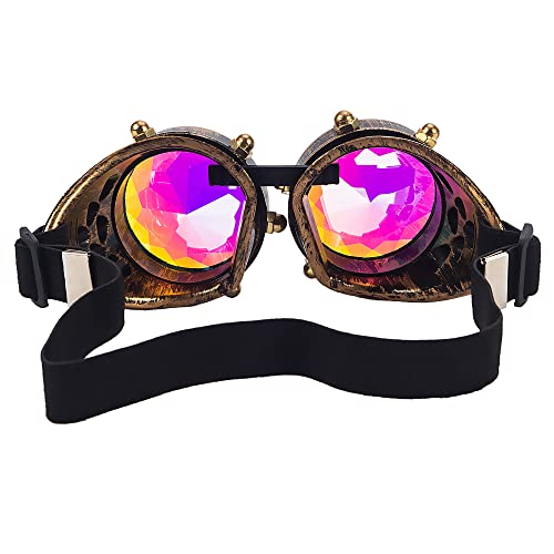 Lelinta Kaleidoscope Goggles Steampunk Goggles Glasses Halloween Costume Accessories for Cosplay Party - Image 4