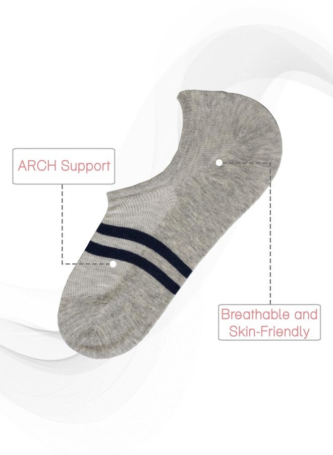 Yellow Bee Cotton Striped Loafer Socks for Boys - 4 Pairs, White, Grey, Black and Navy, 12-14 Years - Image 4