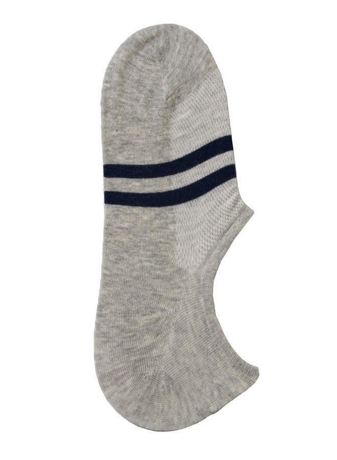 Yellow Bee Cotton Striped Loafer Socks for Boys - 4 Pairs, White, Grey, Black and Navy, 12-14 Years - Image 5