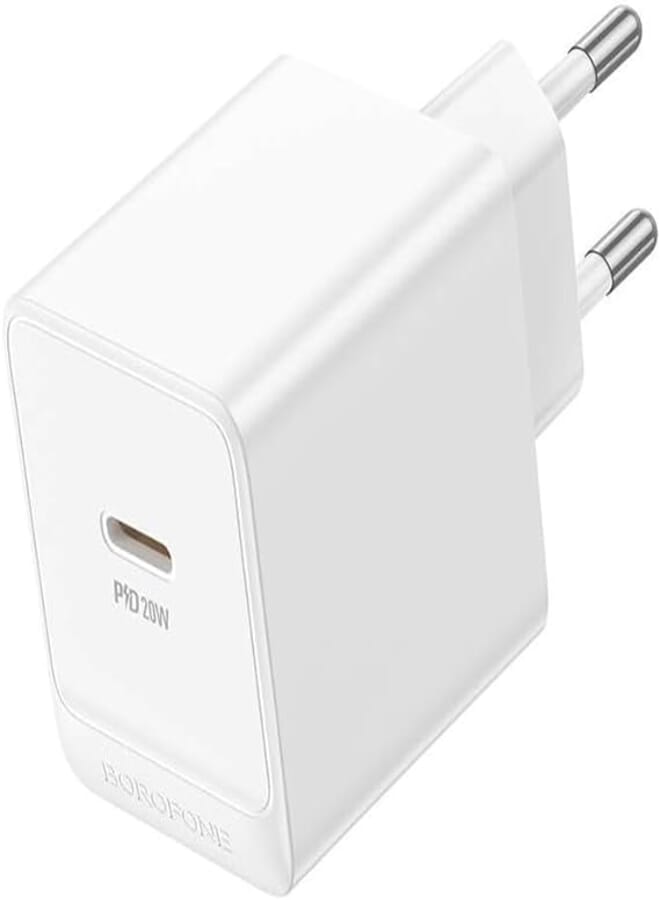 BOROFONE BAS13A Erudite High Quality Single Port Wall Charger EU Plug USB-C PD20W Port - White