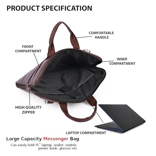 ADISA Laptop Messenger Office Bag Briefcase for Work for Men (Lb6050-Bro, Brown) - Image 4
