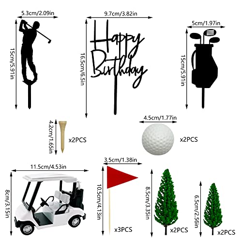 KDPATFAV Golf Cake Decorations Golf Cart Cake Toppers Heading for The Green Cake Topper for Golfers with Cart Flag Golf Ball for Golf Theme Party Supplies (White) - Image 2