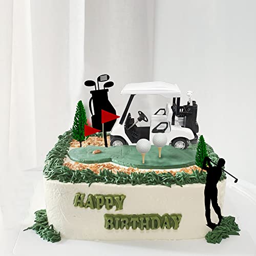 KDPATFAV Golf Cake Decorations Golf Cart Cake Toppers Heading for The Green Cake Topper for Golfers with Cart Flag Golf Ball for Golf Theme Party Supplies (White) - Image 4