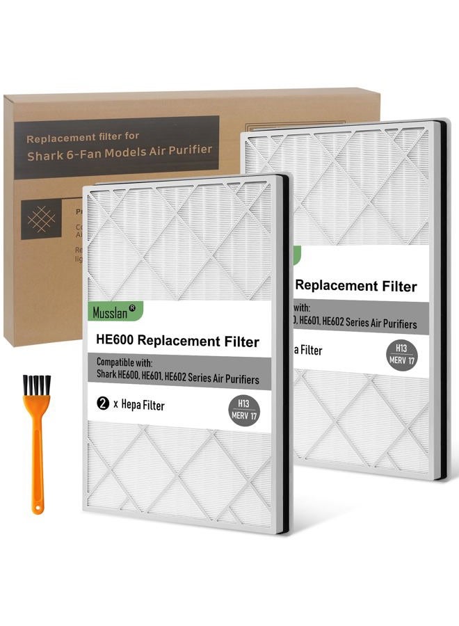 Musslan HE601 Filter For Shark Air Purifier 6, Compatible with Shark HE600 HE601 HE602 Filter, HE6FKPET, HE6FKBAS, HE6FKPRO, 2Pack - Image 1