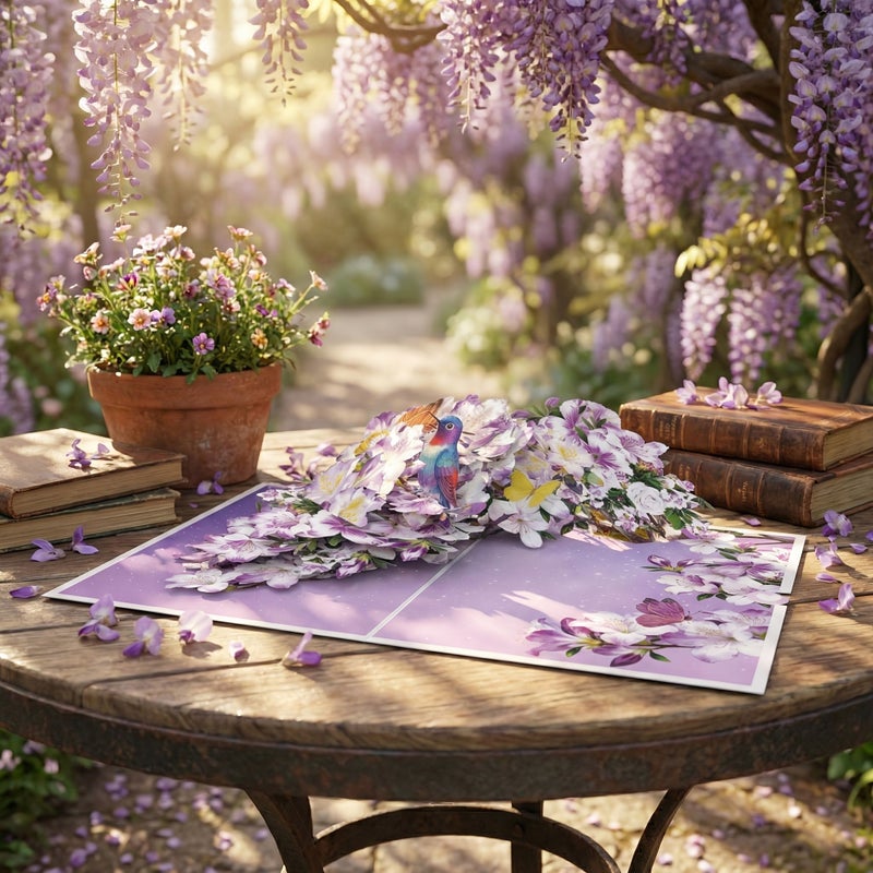 3D Pop Up Flower Butterfly And Hummingbird Greeting Card With Envelope For Mother S Day - Image 5