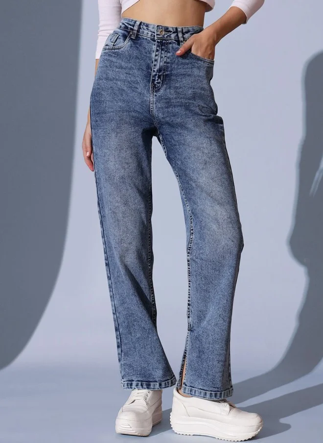 STREET 9 Comfort Relaxed Fit High-Rise Slash Knee Jeans for Women