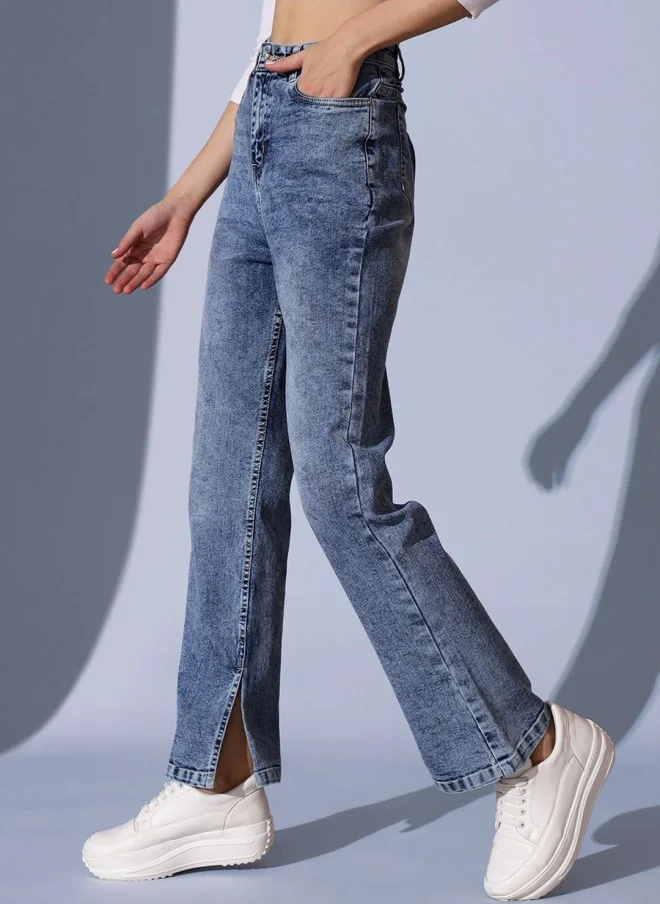 STREET 9 Comfort Relaxed Fit High-Rise Slash Knee Jeans for Women