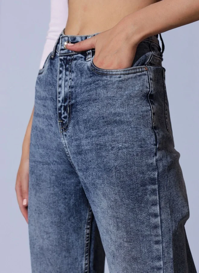 STREET 9 Comfort Relaxed Fit High-Rise Slash Knee Jeans for Women