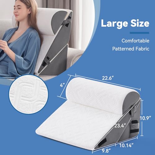 Negwoo Wedge Pillow Set for After Surgery, 3 PCS Bed Wedge Pillow for Sleeping, Memory Foam Orthopedic Back Pillow for Pain Relief and Acid Reflux, Adjustable Post Surgery Pillow Grey - Image 3