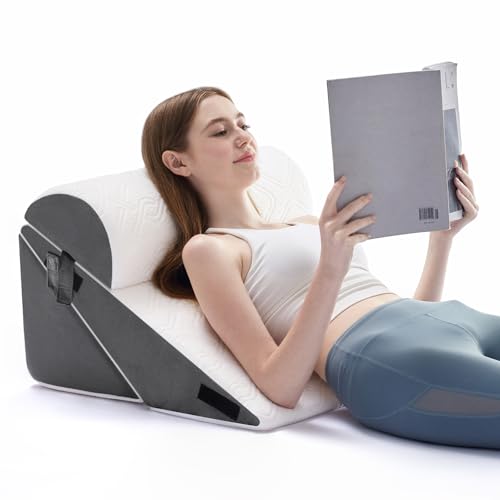 Negwoo Wedge Pillow Set for After Surgery, 3 PCS Bed Wedge Pillow for Sleeping, Memory Foam Orthopedic Back Pillow for Pain Relief and Acid Reflux, Adjustable Post Surgery Pillow Grey - Image 1