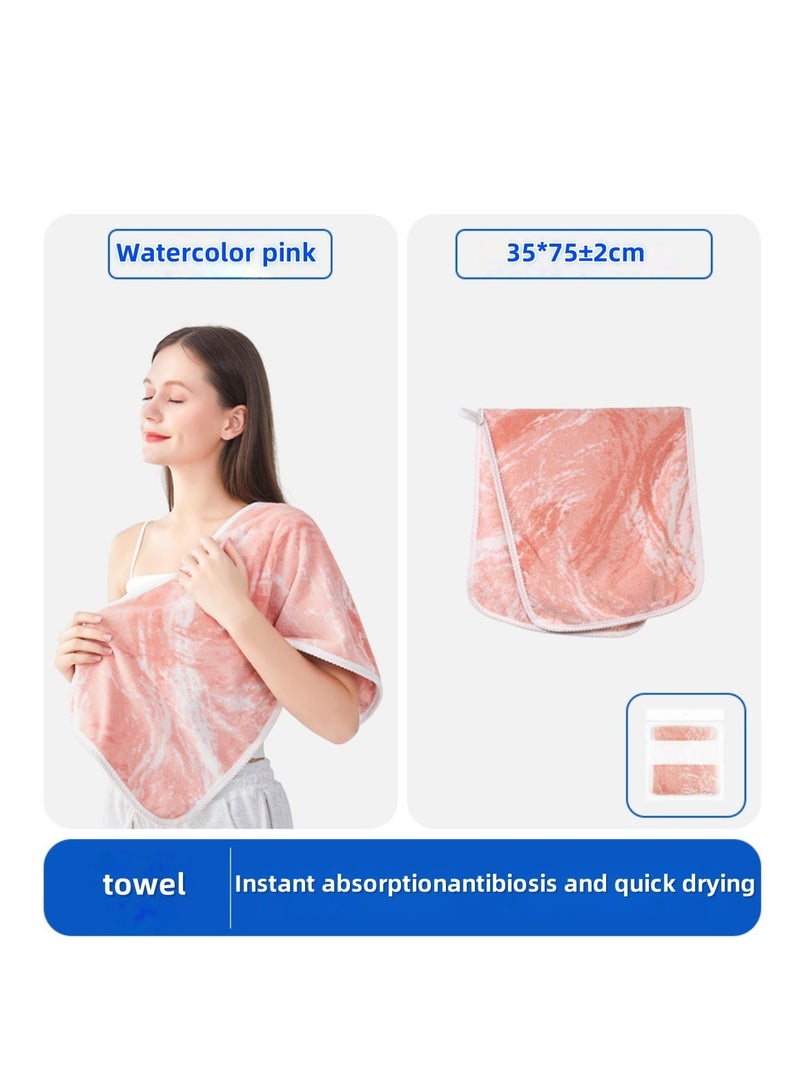 Bath Towels 3 Pack Absorbent Bath Towels Soft Spa Shower Towels with Quick Dry Cap and Towel for Home Sauna Beach 90x170cm (Ink Pink Coral Fleece) - Image 3