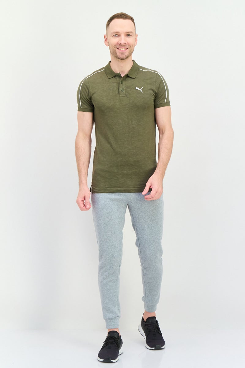PUMA Men Slim Fit Short Sleeve Outdoor Polo Shirt, Olive/White  - Image 2